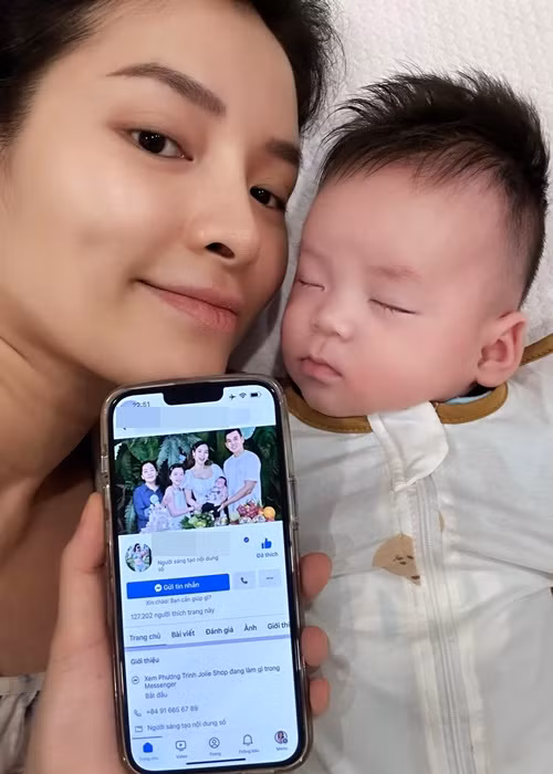 Phương Trinh Jolie khoe con trai có sống mũi thẳng.