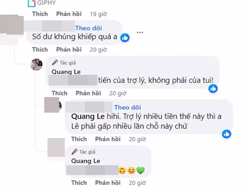 Trước phản hồi của giọng ca Sầu tím thiệp hồng, cư dân mạng này viết: “Trợ lý nhiều tiền thế này thì anh Lê phải gấp nhiều lần chỗ này chứ”. Ảnh chụp màn hình.