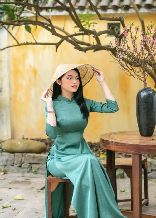 Nàng hậu đẹp dịu dàng khi mặc áo dài. Ảnh: FBNV.