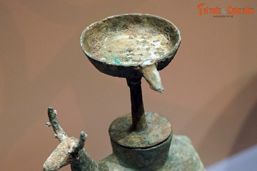 Cận cảnh đĩa đèn đặt trên lưng hươu.