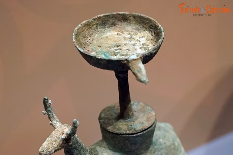 Cận cảnh đĩa đèn đặt trên lưng hươu.