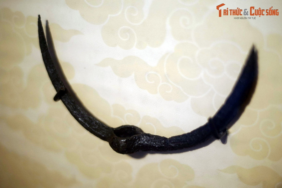 Từ những năm 1960, việc nghiên cứu khu di tích Giảng Võ trường đã được sự quan tâm của nhiều nhà nghiên cứu lịch sử, khảo cổ học. Những hiện vật vũ khí đầu tiên của ngôi trường này đã được phát hiện lần đầu tại Trường Trung cấp Giao thông Cầu Giấy (nay là ĐH Giao thông Vận tải). Ảnh: Một phần của chiếc đinh ba.