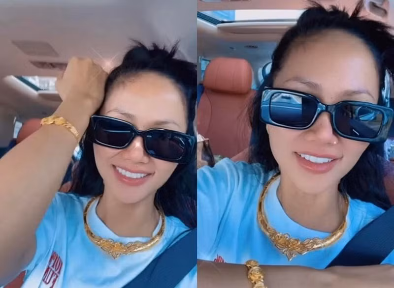 H'hen Niê khoe được Tuấn Khôi tặng vòng cổ và vòng tay bằng vàng vào Valentine 2023. Ảnh: Người Đưa Tin.