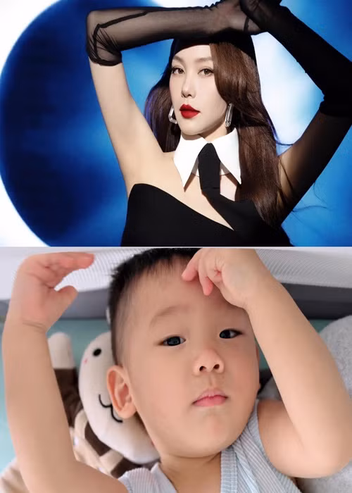 Minh Hằng khoe khoảnh khắc giống nhau giữa cô và con trai.