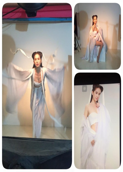 Ngọc Trinh tạo dáng bay lượn giống với Tiểu Long Nữ. Ảnh: Đời Sống Pháp Luật.