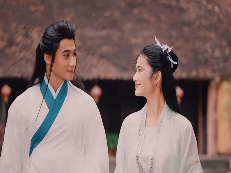 Ý Nhi xinh đẹp trong tạo hình Tiểu Long Nữ bên Tuấn Ngọc vào vai Dương Quá. Ảnh: Saostar.