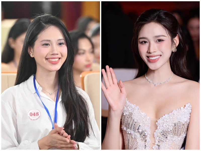 Diệu Huyền (trái) chia sẻ trên Znews, cô cảm thấy vui khi được gọi là bản sao của Đỗ Thị Hà. Ảnh: Znews, FB Đỗ Thị Hà.