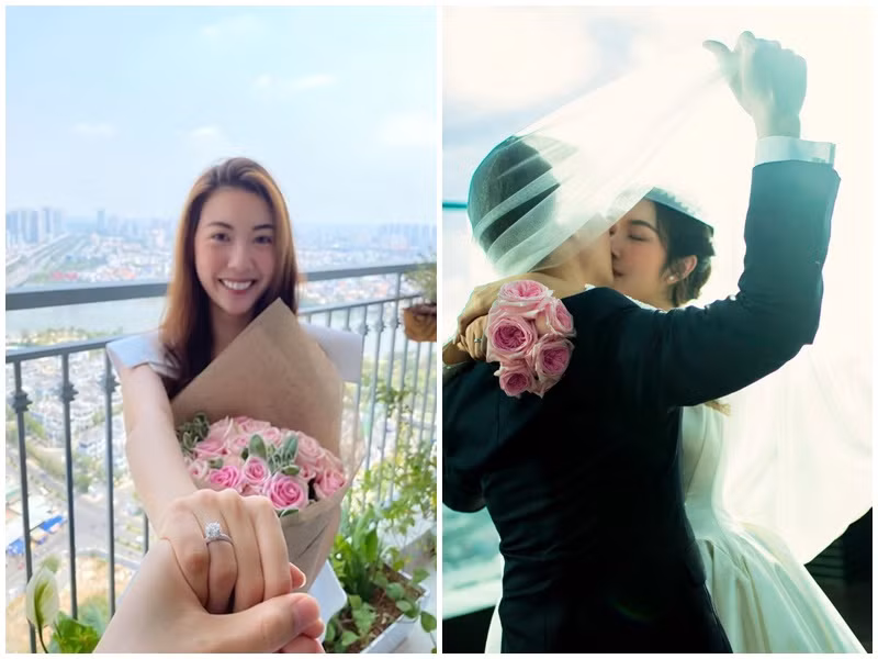 Ngày 8/3/2020, Á hậu Thúy Vân được cầu hôn. "Ngày 8/3 hạnh phúc nhất cuộc đời mình", người đẹp viết khi đăng tải hình ảnh đeo nhẫn cầu hôn nắm tay bạn trai. Ảnh: FB Thúy Vân.