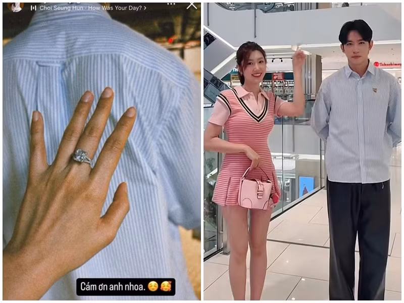 Trên trang cá nhân, Thúy Ngân vừa khoe chiếc nhẫn nhận được từ một người anh. Dựa vào chi tiết chiếc áo trong ảnh của Thúy Ngân, một số cư dân mạng cho rằng người tặng chiếc nhẫn cho nữ diễn viên là Võ Cảnh. Ảnh: Vietnamnet.