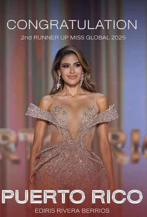 Ediris Rivera Berrios - đại diện Puerto Rico diện váy của NTK Nguyễn Minh Tuấn trong chung kết.