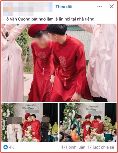 Mới đây, cư dân mạng lan truyền hình ảnh một chú rể có gương mặt khá giống Hồ Văn Cường làm dấy nghi vấn nam ca sĩ bí mật kết hôn. Thực tế, người trong ảnh không phải là Hồ Văn Cường. Ảnh: Saostar.