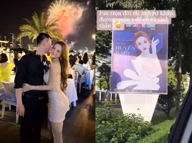 Cụ thể, doanh nhân Quang Huy rải ảnh vợ khắp đường quận 1 để cổ vũ tinh thần.