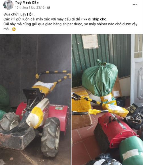 Trước đó một shipper đăng đàn để chia sẻ nỗi khổ của mình với cư dân mạng. Theo đó, đơn hàng này là một chiếc máy cày được vận chuyển từ shop đến một vị khách trong tỉnh.