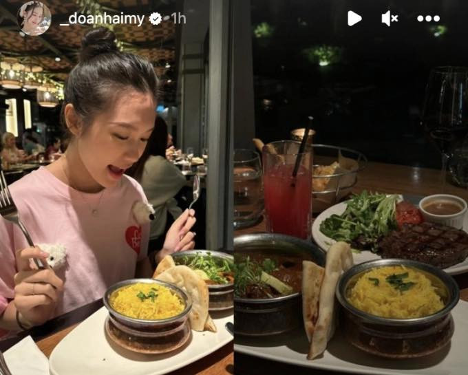 Hải My còn hào hứng khoe bữa tối lãng mạn bên chồng tại một nhà hàng gắn sao Michelin của siêu đầu bếp Gordon Ramsay.