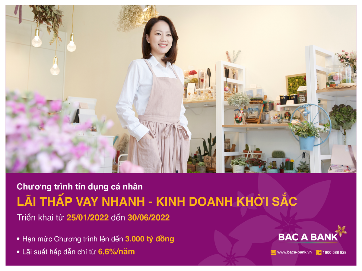Lai thap vay nhanh tu BAC A BANK, khach hang ca nhan don co hoi kinh doanh khoi sac