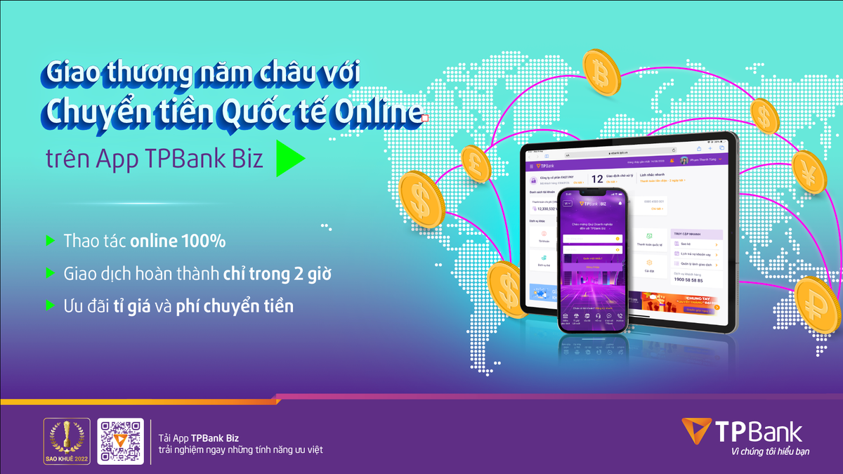 TPBank mien phi chuyen tien quoc te online cho doanh nghiep