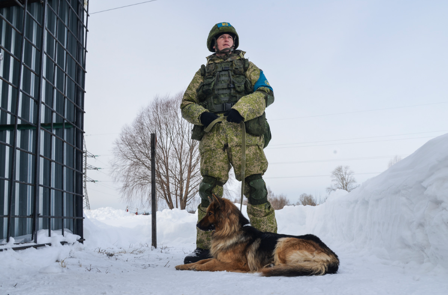 Lính cảnh vệ Nga và chú chó của mình. Nguồn ảnh: Milru.