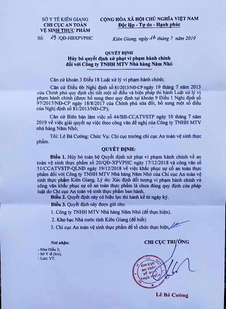 Dieu tra ngo doc thuc pham qua dien thoai: Chi cuc ATVSTP nhan sai