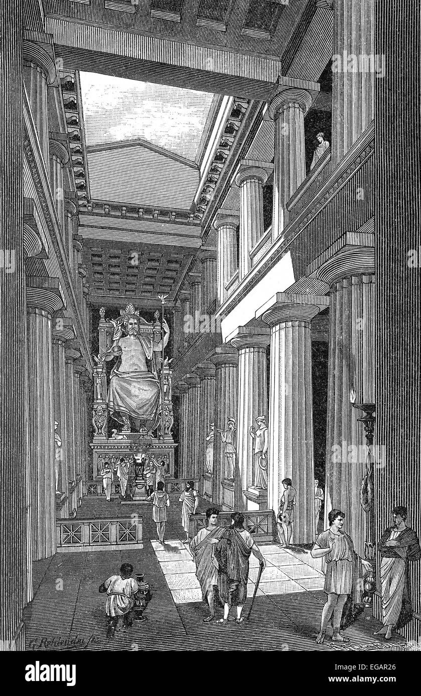 Không những vậy, các bức tường bên trong đền thờ thần Zeus đều vẽ các bức tranh ghi lại những câu chuyện giữa con người và các vị thần.