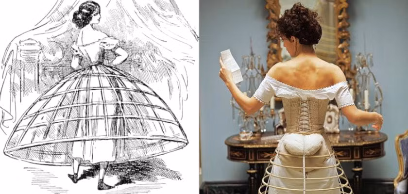 Cũng trong thế kỉ 19, phụ nữ phương Tây đi theo trào lưu sử dụng các loại khung váy phồng. Khi sử dụng những chiếc khung này, váy sẽ trở nên bồng bềnh, quyến rũ và thời thượng hơn. Tuy nhiên, người mặc nó sẽ thấy khá nặng, khó di chuyển do khung váy thường được làm từ các thanh gỗ hoặc thanh sắt lồng vào nhau.