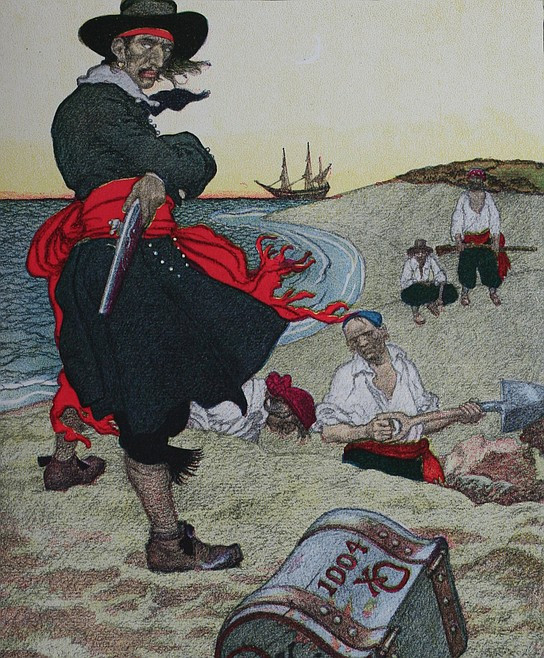 Sau nhiều năm, William Kidd sở hữu khối tài sản khổng lồ. Do suốt ngày lênh đênh trên biển nên gã cướp biển quyết định chôn giấu của cải tại một địa điểm bí mật trên đảo Oak.