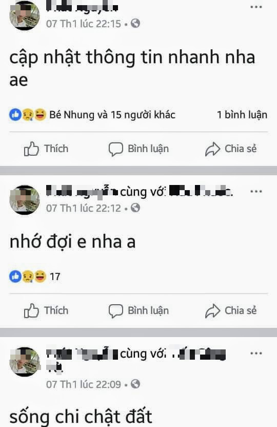 Khi về nhà, Nguyễn Thành Ph. tắm rửa xong rồi lên facebook cá nhân đăng 8 status nói về vụ án mạng. Nghi can này còn gắn tên nạn nhân vào các trạng thái ở các bài viết của mình. Ph. còn cho rằng, chừng 10 năm sau sẽ trở về. 