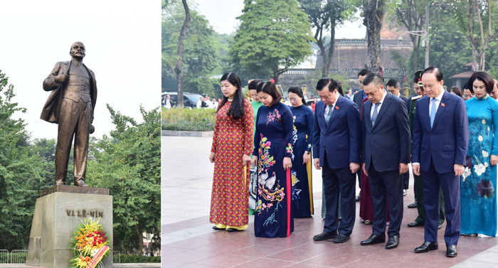 Bi thu Thanh uy Ha Noi Dinh Tien Dung dang hoa tai Tuong dai V.I.Lenin-Hinh-2