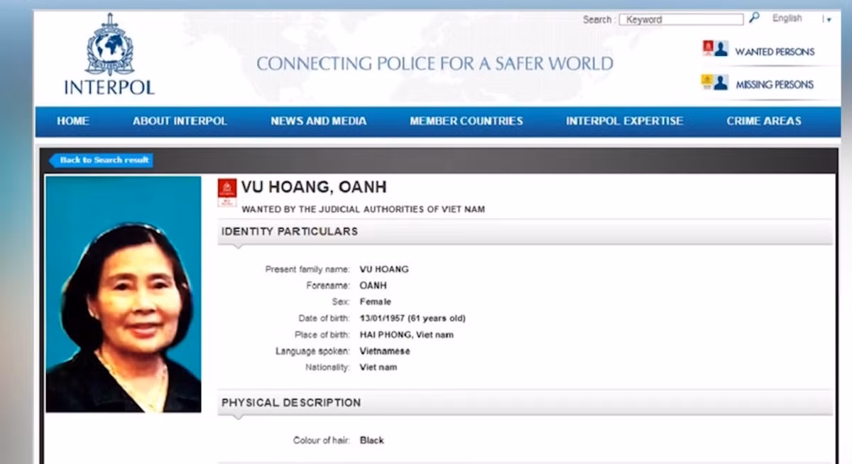 Tuy nhiên, Oanh "Hà" bỏ trốn sang nước ngoài. Cục Cảnh sát điều tra tội phạm về ma túy ra Quyết định truy nã đặc biệt Vũ Hoàng Oanh về tội mua bán trái phép chất ma túy và có lệnh truy nã quốc tế của Interpol. 