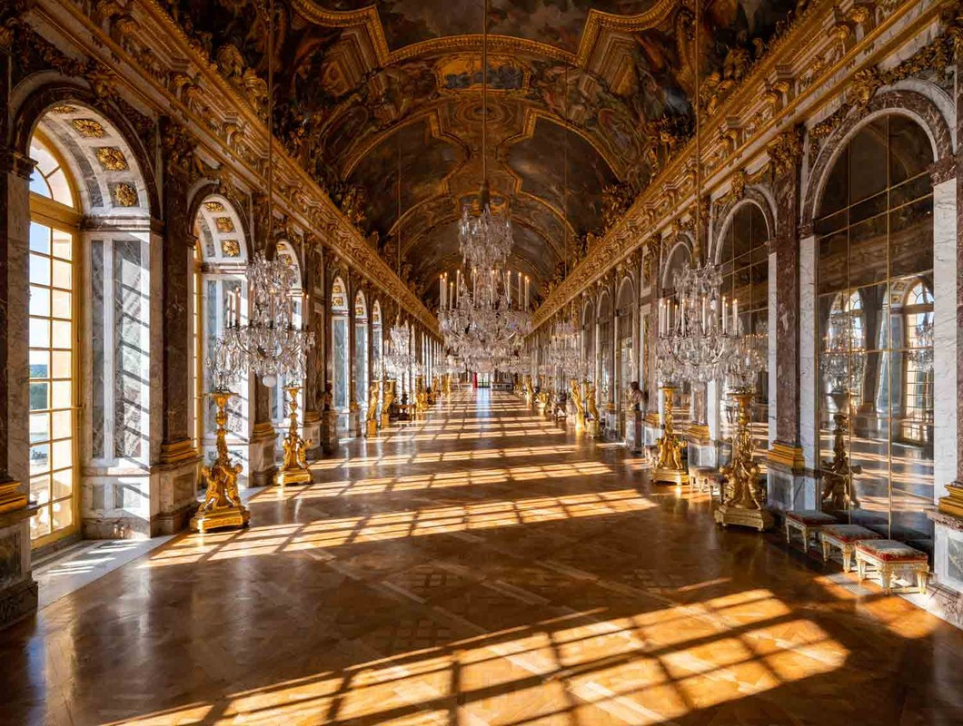 Sảnh gương hay còn gọi “Grand Gallery” là một trong những căn phòng nổi tiếng nhất ở cung điện Versailles. Bên trong phòng có 17 vòm gương khổng lồ, với mỗi vòm ghép từ 21 tấm gương.