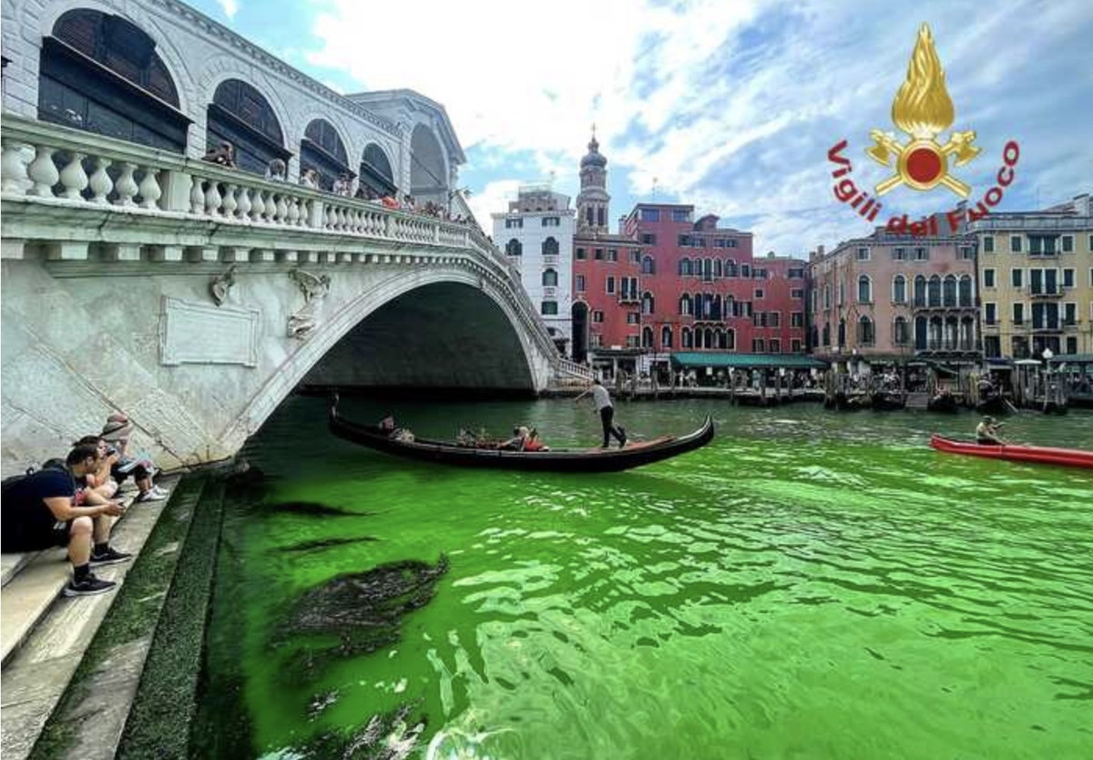 Cơ quan bảo vệ môi trường ở Venice đã nhận được các mẫu nước bị đổi màu và cố gắng xác định chất gì làm thay đổi màu sắc của dòng nước ở kênh đào Grand.
