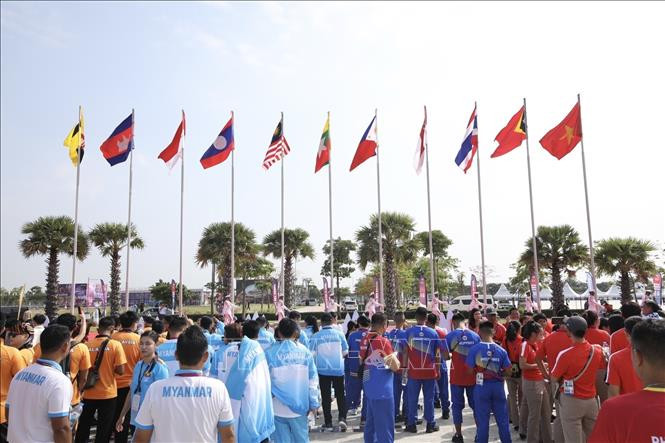 Quang cảnh Lễ thượng cờ SEA Games 32. Ảnh: Minh Quyết/TTXVN.