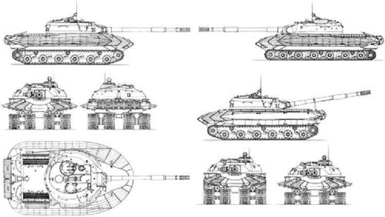 Giới chức trách Liên Xô lên kế hoạch nghiên cứu, chế tạo một loại xe tăng vào những năm 1950. Mục đích của Liên Xô là chế tạo mẫu xe tăng có thể hoạt động ở môi trường nhiễm phóng xạ, đầm lầy và địa hình nền đất mềm.