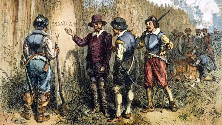 Vào năm 1587, 117 người di cư đến từ Anh do thuyển trưởng John White (1540 - 1593) dẫn đầu đã tìm đến hòn đảo Roanoke, ngoài khơi bờ biển Bắc Carolina (Mỹ) ngày nay để định cư tại vùng đất mới. Họ hy vọng sẽ có tương lai sáng lạn trên " miền đất hứa".