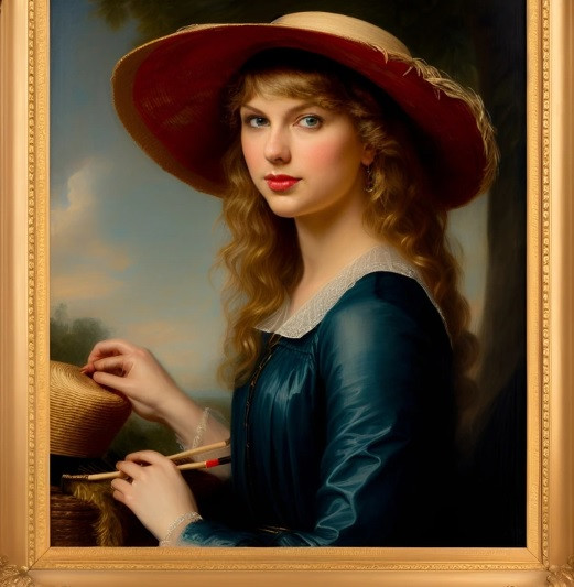 Taylor Swift xinh đẹp, quyến rũ trong bức tranh do AI tạo ra.