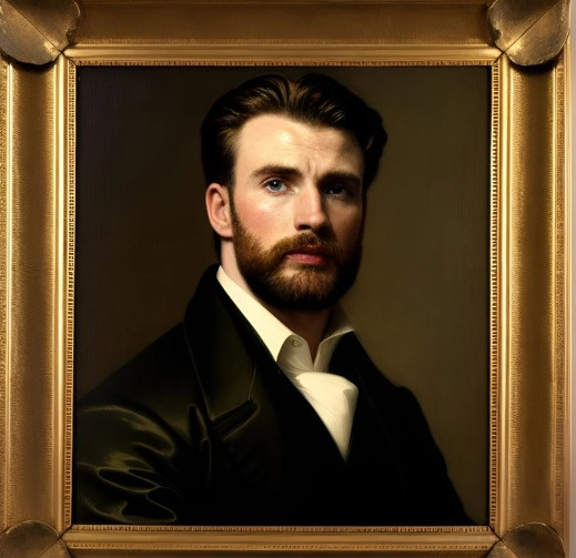 Trong tranh vẽ do AI thực hiện, nam diễn viên nổi tiếng thế giới Chris Evans thu hút ánh nhìn của người xem bởi vẻ ngoài điển trai, lãng tử.