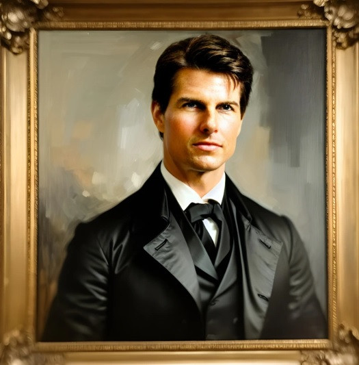 Vẻ đẹp nam tính, mạnh mẽ của Tom Cruise toát lên trong bức tranh do AI tạo ra.