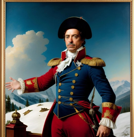 "Người sắt" Robert Downey Jr. nổi tiếng thế giới toát lên vẻ uy nghiêm trong bức tranh do AI tạo ra.