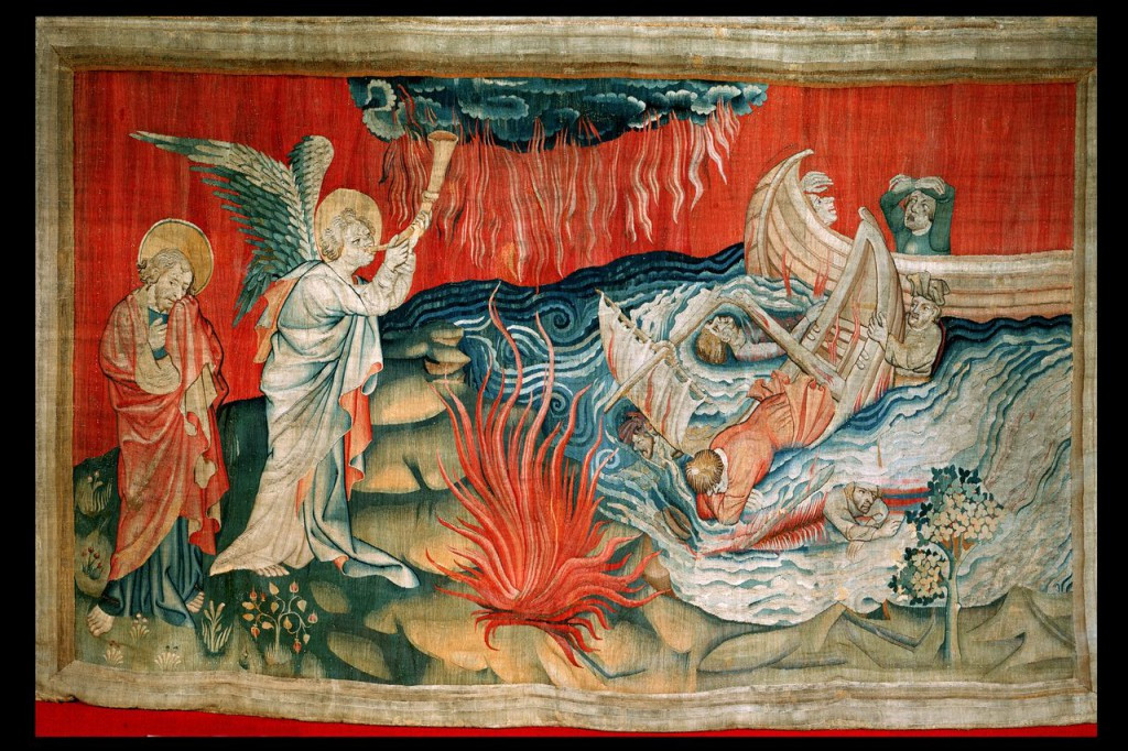 Bức tranh lớn này minh họa cuốn sách cuối cùng của bộ Kinh thánh Tân ước mang tên "Khải huyền" hay còn gọi là "Ngày tận thế của Thánh Jean" mô tả cuộc đấu tranh giữa cái thiện và cái ác.