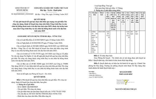 BR-VT: Lộ diện nhà thầu trúng gói sửa chữa hệ thống thoát nước 2025 BR-VT: Lo dien nha thau trung goi sua chua he thong thoat nuoc 2025
