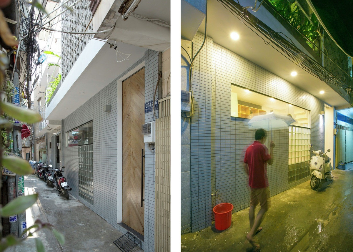 Sự kết hợp giữa đèn và các chậu cây tưới nước tự động trên mái nhà vừa mang lại ánh sáng vừa tạo bóng râm cho tầng trên cùng, đồng thời mang lại không gian tươi mát cho phòng ngủ trẻ em. (Ảnh: Thiet Vu).