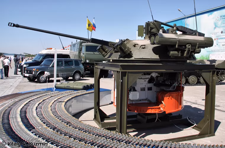 Trong ảnh là module tháp pháo Berezhok có thể tích hợp trên các xe chiến đấu bộ binh như BMP-1, BMP-2, BMP-3 và xe bọc thép chở quân do Nga sản xuất.