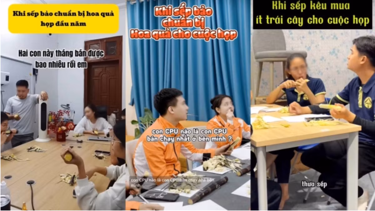 Sau khi một video gây sốt trên mạng xã hội Trung Quốc vào những ngày cuối năm 2023, nhiều bạn trẻ đua nhau chia sẻ những clip khác được dựng theo hướng này, tạo thành trào lưu "sếp bảo chuẩn bị đồ ăn lúc họp".