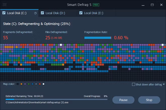 IObit Smart Defrag (miễn phí): Phân mảnh ổ đĩa cứng là nguyên nhân chủ yếu làm hiệu suất hoạt động của máy tính. Do đó, Smart Defrag cho phép người dùng cải thiện, giảm thiểu phân mảnh trên các tập tin, giúp máy tính hoạt động trơn tru.