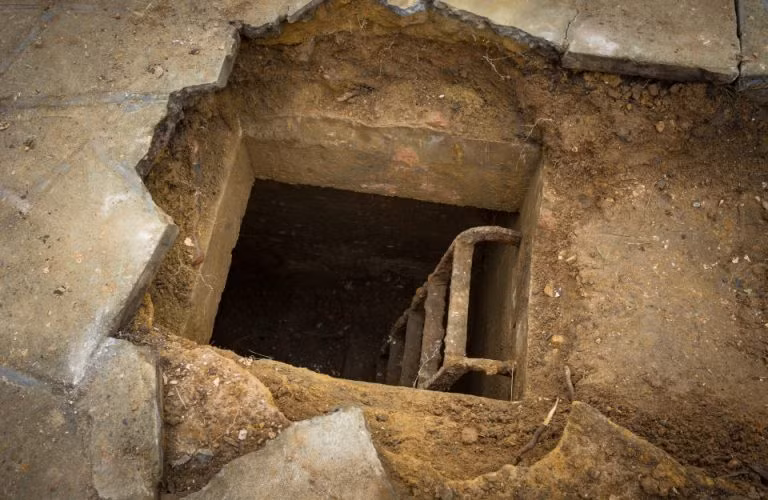 Bởi vì không có dụng cụ và máy móc chuyên nghiệp, anh Simon và cha mình dùng xẻng và xô để đào sâu xuống dưới.