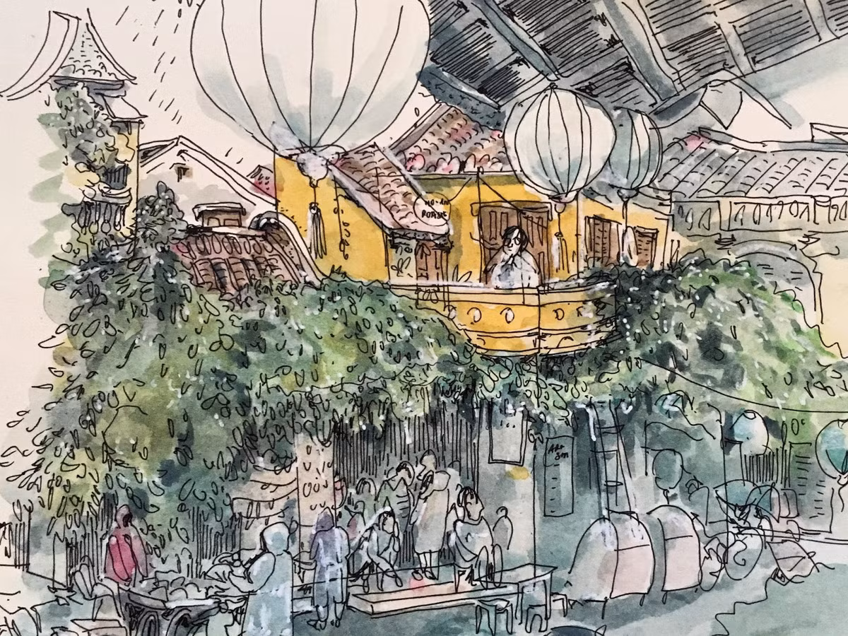 Hội An trong mưa. Ảnh: Portland Sketcher.