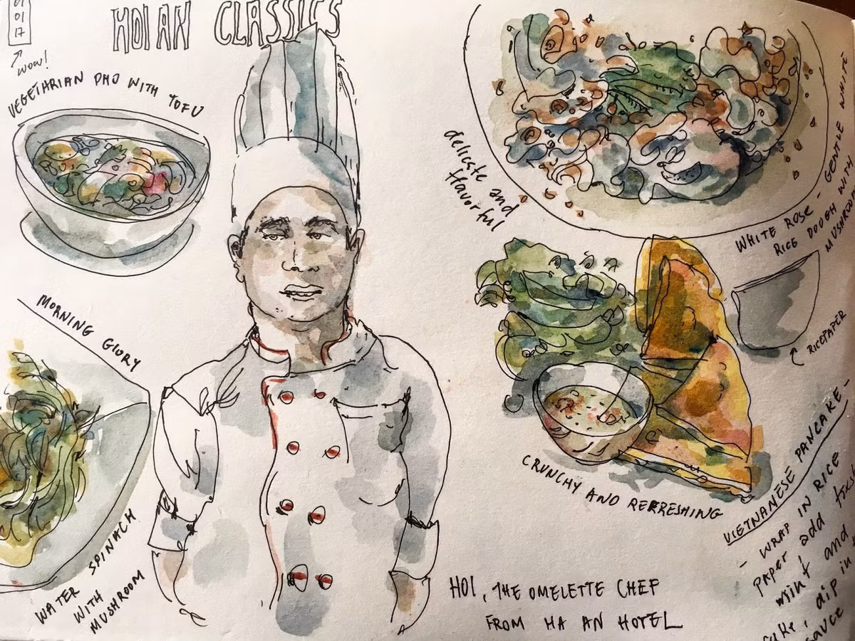 Tiệc tất niên ở Hội An với các đặc sản địa phương. Ảnh: Portland Sketcher.