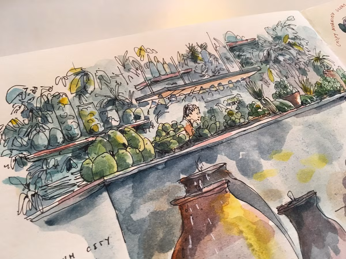 Khu quầy trung tâm của một nhà hàng chay ở TP HCM. Ảnh: Portland Sketcher.