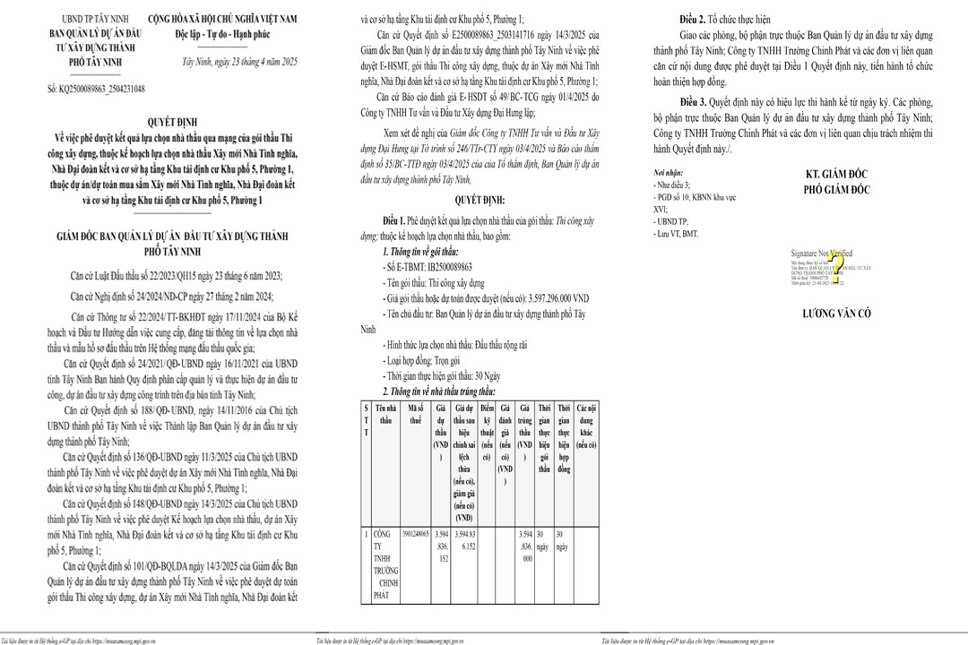 Tây Ninh: Cty Trường Chinh Phát trúng gói thầu thi công hơn 3,5 tỷ - Hình 2 Tay Ninh: Cty Truong Chinh Phat trung goi thau thi cong hon 3,5 ty-Hinh-2
