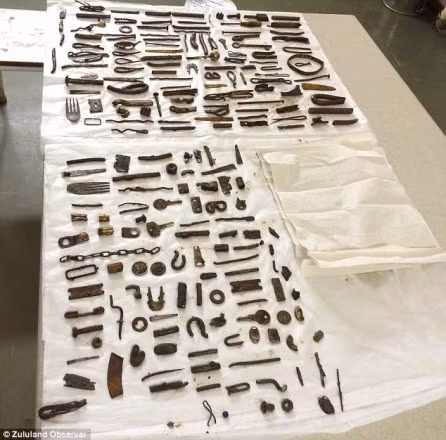 Các bác sĩ đã mất khoảng 2 tiếng để gắp các mảnh kim loại này ra.