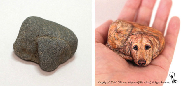 Các viên đá cô chọn thường có kích thước nhỏ, có thể nằm lọt thỏm trong lòng bàn tay, nên Akie phải rất tỉ mỉ, chú ý đến từng chi tiết nhỏ để tạo ra được tác phẩm sinh động "có hồn" nhất có thể.